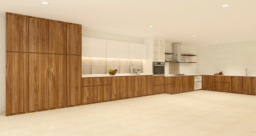 kitchen with light brown cabinets
