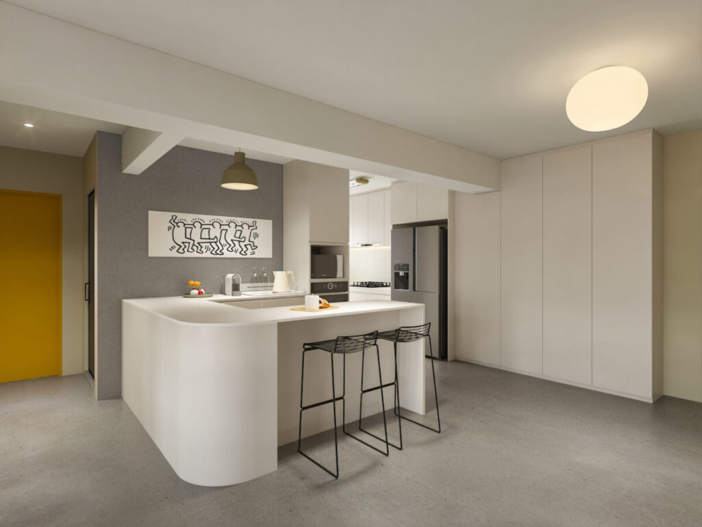 kitchen with white table